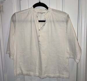 Apiece Apart Cream‎ Cotton Gauze Button Neck Tunic Blouse
